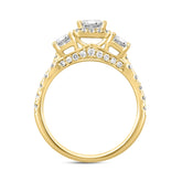 LADIES RING 2 1/2CT ROUND/EMERALD DIAMOND 14K YELLOW GOLD (CENTER STONE EMERALD DIAMOND 1CT )